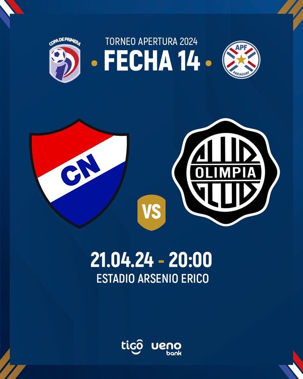 Nacional y Olimpia cerrarán la fecha 14 - ADN Digital