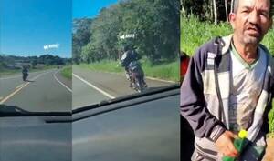 Automovilista atajó a motoca que se iba de manera peligrosa por la ruta: ¿estaba “aditivado”?