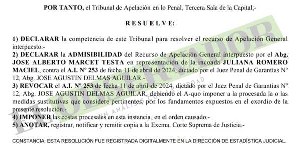 Cámara revoca prisión de actuaria investigada por adulterar un expediente de RGD