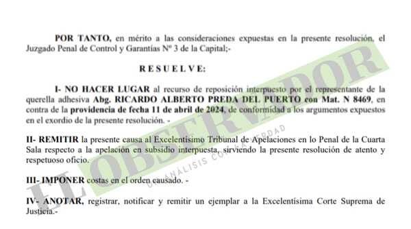 Jueza rechaza reposición contra ratificación fiscal de sobreseimiento a Marcello Fretes