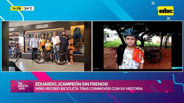 Sueño cumplido: Eduardo ya tiene su bicicleta para competir - Ensiestados - ABC Color