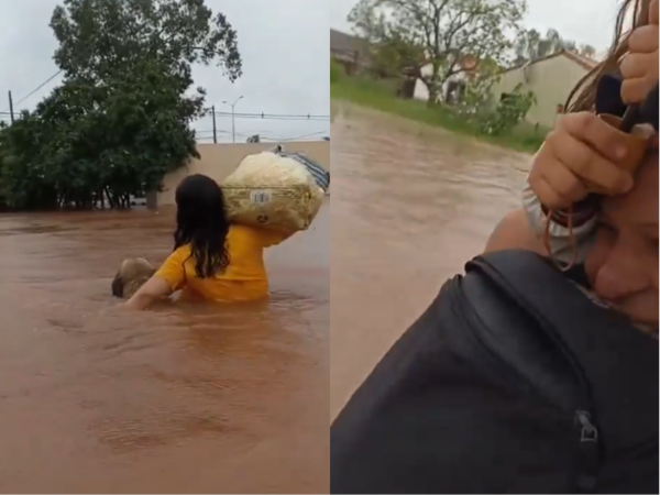 (VIDEO). Una familia huyó tras inundarse su casa en Limpio y filman su ida por el raudal. ¡Tommy los acompañó!