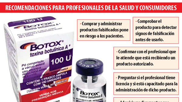 Dinavisa alerta sobre lotes falsos de bótox usados en cosmética