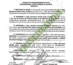 Consejo de Superintendencia de la Corte suspende a dos abogados