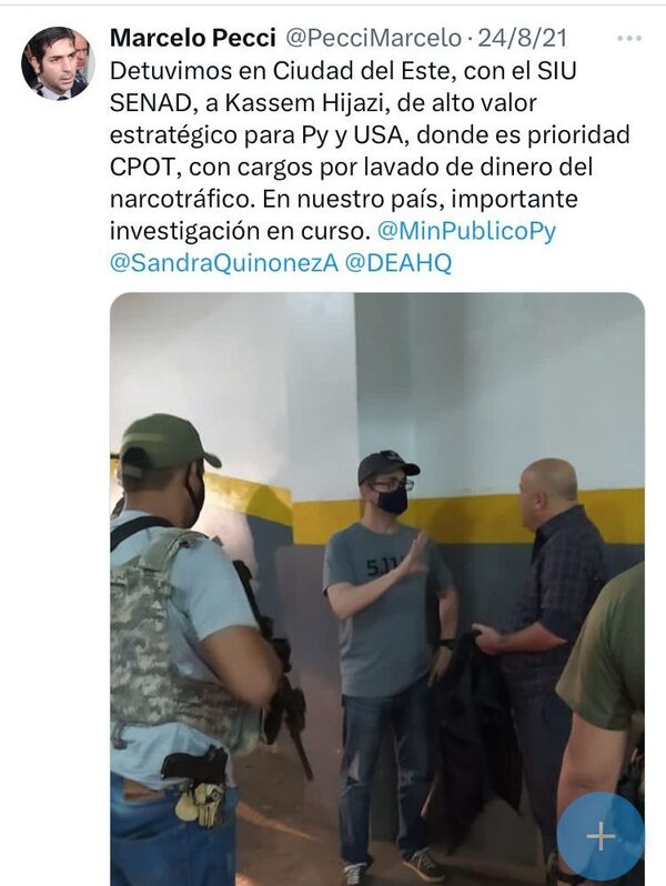 Pecci había presentado a Hijazi como “estratégico para Paraguay y Estados Unidos”