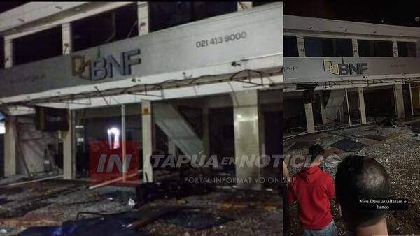 LA POLICÍA OTRA VEZ SE VIO REBASADA ANTE ATENTADO Y ASALTO AL BANCO BNF - Itapúa Noticias