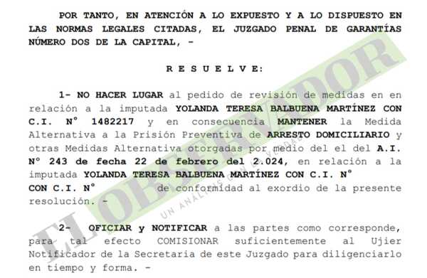 Autorización laboral desnaturaliza el arresto domiciliario y se mantiene dicha medida para procesada