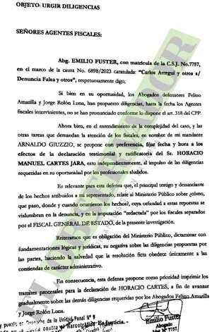 Defensa de Giuzzio solicita programar fecha y hora para declaración de Cartes