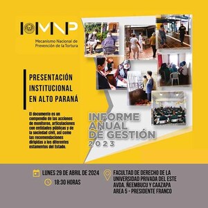 Presentarán informe de gestión del Mecanismo Nacional de Prevención de la Tortura 2023 en Alto Paraná | DIARIO PRIMERA PLANA