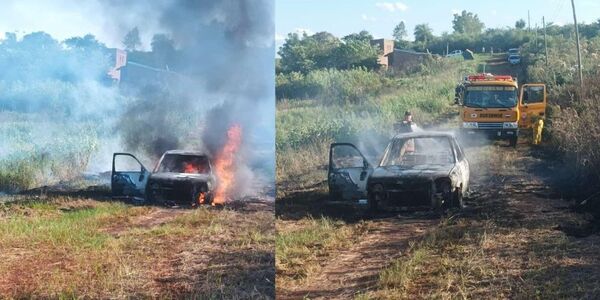 VEHÍCULO SE INCENDIÓ EN EL DISTRITO DE CAMBYRETÁ - Itapúa Noticias