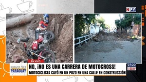 Motociclista cayó a un pozo tras extraña maniobra - Noticias Paraguay
