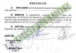 Remiten causa sobre distribuidor del Clan Rotela a fuero de Crimen Organizado