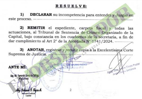 Remiten causa sobre distribuidor del Clan Rotela a fuero de Crimen Organizado