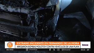 Playa de autos fue atacada con bomba molotov en Fernando de la Mora - trece