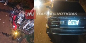 AUTOMÓVIL Y MOTOCICLETA PROTAGONIZARON COLISIÓN EN ENCARNACIÓN - Itapúa Noticias