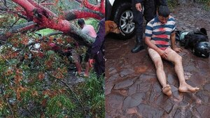 Árbol cayó encima de un motociclista en plena tormenta en Cambyretá