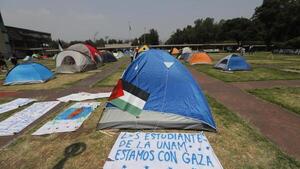 Estudiantes mexicanos acampan en la UNAM para exigir el fin del "genocidio" en Gaza