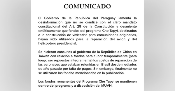 Gobierno niega redireccionamiento de fondos de viviendas a reparación de aeronaves