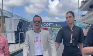 Marc Anthony y Nadia Ferreira causaron furor en el Grand Prix de Miami