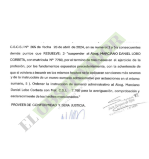 Abogado solicita reconsideración de suspensión que lesiona su derecho al trabajo