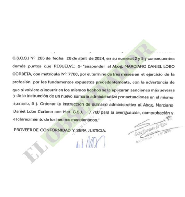Abogado solicita reconsideración de suspensión que lesiona su derecho al trabajo