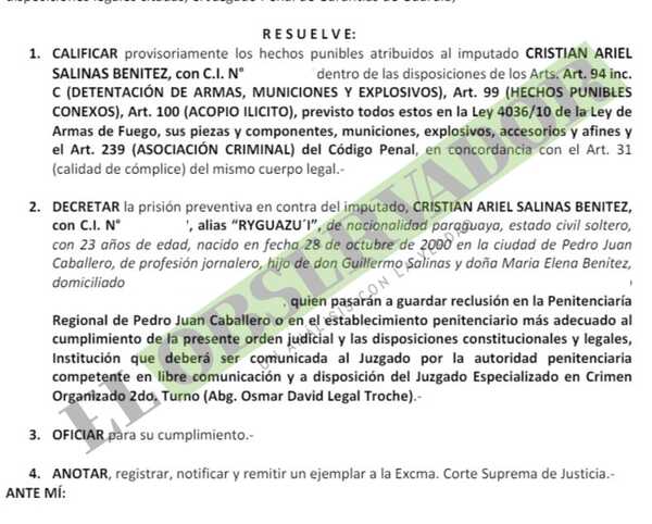 Ordenan prisión preventiva para hermano del narco asesinado Ryguasú