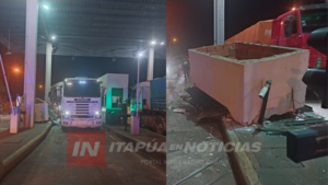 TRACTO CAMIÓN CHOCÓ CONTRA UNA CASETA EN EL PEAJE DE TRINIDAD - Itapúa Noticias