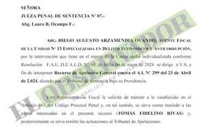 Apelan sobreseimiento a Tomás Rivas por errónea validación de acuerdo de reparación