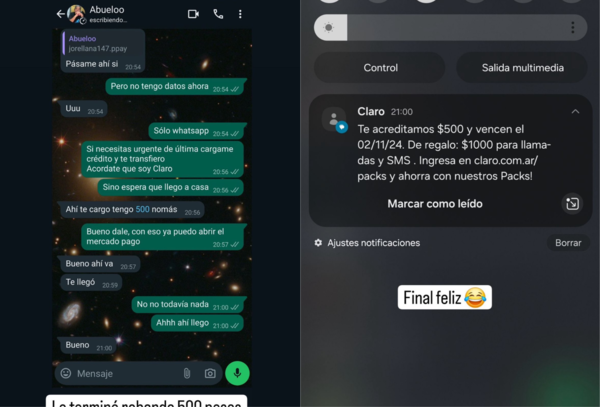 Hackearon el WhatsApp a su abuelo, intentaron estafarlo, pero le sacó dinero a los delincuentes - Megacadena - Diario Digital