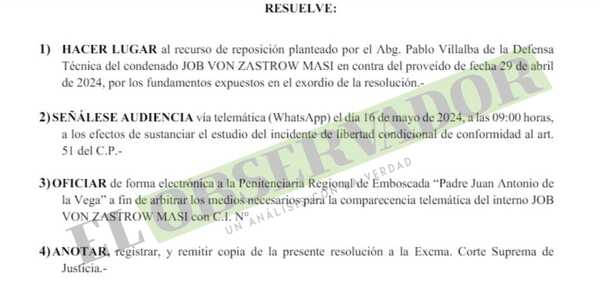 Adelantan audiencia de estudio de libertad condicional para condenado en causa A Ultranza Py