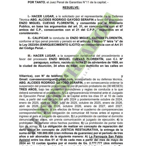 Hijo de Miguel Cuevas admite enriquecimiento ilícito y accede a salida procesal