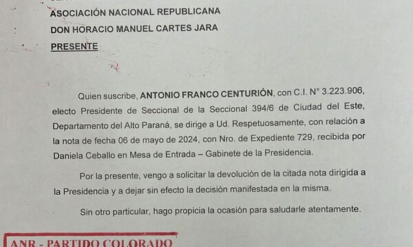 Presidente de seccional recula en renuncia