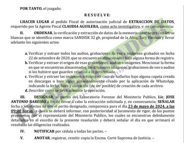 Extraerán grabaciones sobre supuesto pedido de coima para una constitución en inmueble