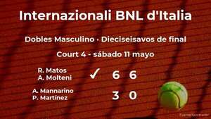 Matos y Molteni consiguen su plaza en los octavos de final del torneo de Roma - Tenis - ABC Color