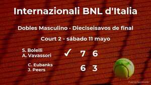 Eubanks y Peers se quedan fuera de los octavos de final del torneo de Roma - Tenis - ABC Color