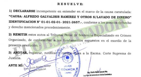 Remiten causa sobre sobre lavado de dinero narco a Tribunal Especializado en Crimen Organizado