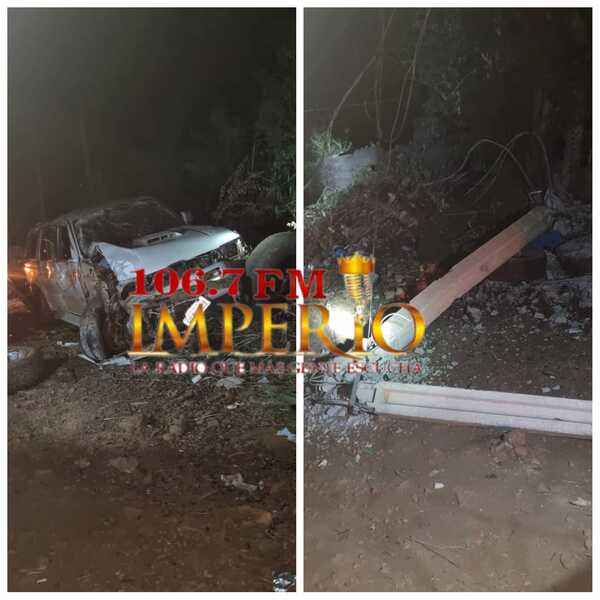 Conductor perdió el control de su camioneta y chocó por una columna de la ANDE - Radio Imperio 106.7 FM