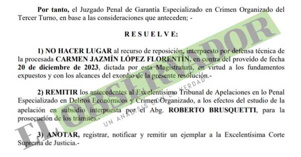 Rechazan reposición sobre pedido de pericia topográfica en el marco del operativo “Jerjes”