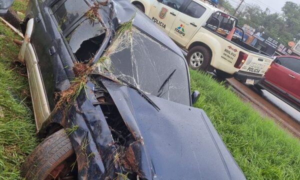Camioneta cae a cuneta