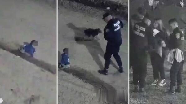 [VIDEO] La Policía “detuvo” a un bebé en plena madrugada: iba gateando ¡por la calle! escoltado por un perro