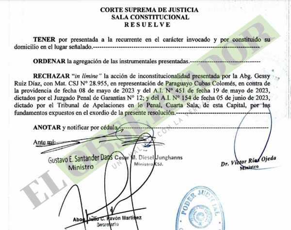 Payo Cubas: Imputaciones no pueden causar agravios constitucionales, según Sala Constitucional
