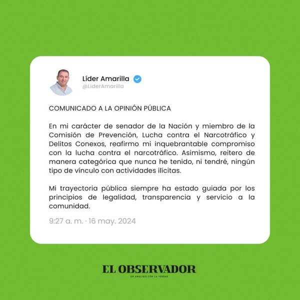 Líder Amarilla busca desmarcarse de vínculos con imputados por tráfico de drogas