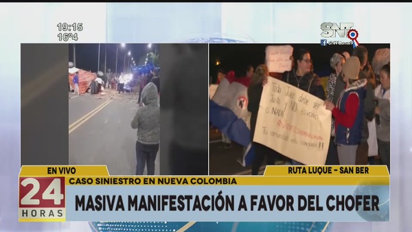 Masiva manifestación a favor del chofer - SNT