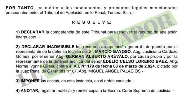 Cámara confirma elevación a juicio de causa al presunto narco Marcos Gayoso y jefes policiales