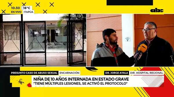 Niña permanece en terapia intensiva tras presunto abuso sexual - ABC Noticias - ABC Color