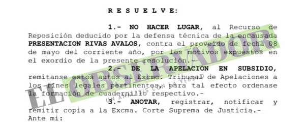 Audiencia preliminar telemática obedece a riesgo de fuga, según rechazo a reposición de acusada