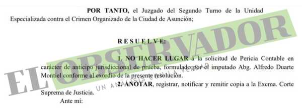 Juez rechaza realización de pericia contable solicitada por presunto colaborador de Jarvis