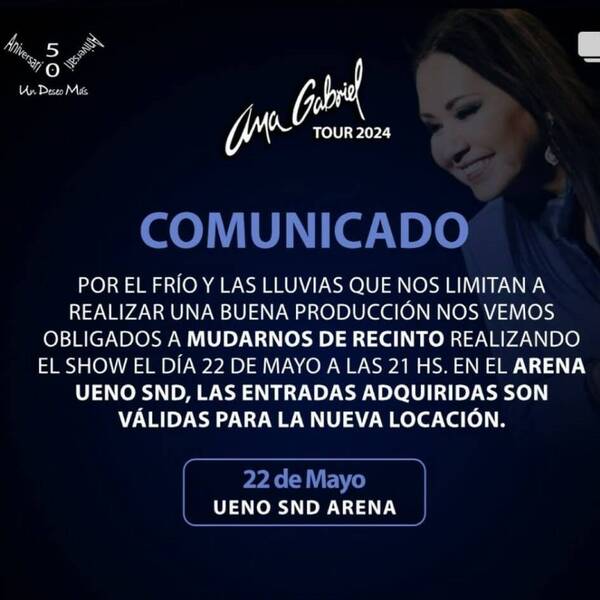 [VIDEO] Se complicó la salud de Ana Gabriel y hay cambios para su show en Paraguay