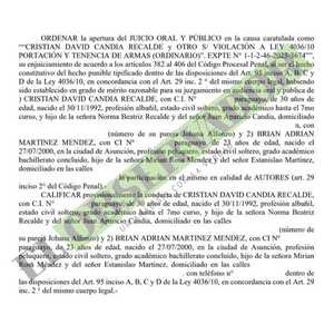 Admiten acusación y elevan a juicio causa sobre presuntos asaltantes
