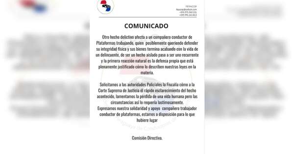 Diario HOY | Gremio se solidariza con conductor de Bolt que asesinó a tiros a un delincuente